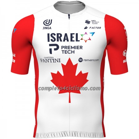 Maglia 2022 Israel Premier Tech Campione Canadese Manica Corta Rosso Bianco Maglia 2022 Israel Premier Tech Campione Canadese Manica Corta Rosso Bianco